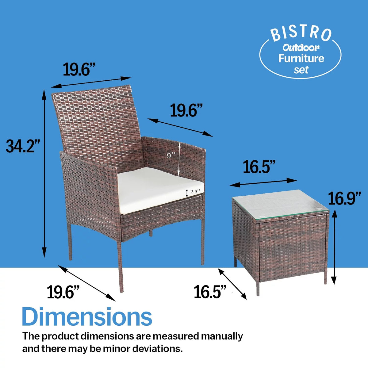 3 Piece Patio Rattan Furniture Set Beige C113
