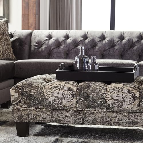 Turkish Charcoal Fabric Oversized Ottoman Z64731