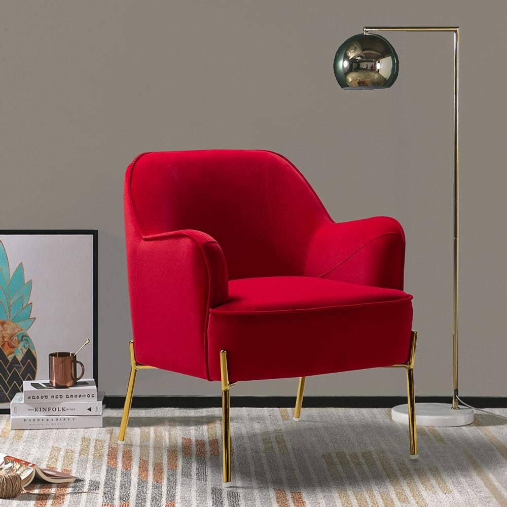 Orange Gold Legs Accent Chair Y7259