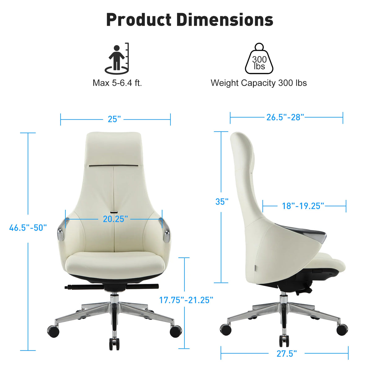 High Back Ergonomic Leather Office Chair with Adjustable Height and Tilt Z259285
