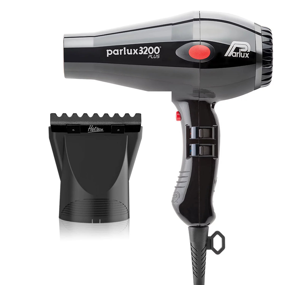 Black Hair Dryer and Hot Blow Attachment F360