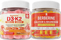 Sugar-Free Vitamin D3 K2 Gummies with Calcium, Magnesium Citrate, Vitamin C + Berberine Supplement Gummies N98287