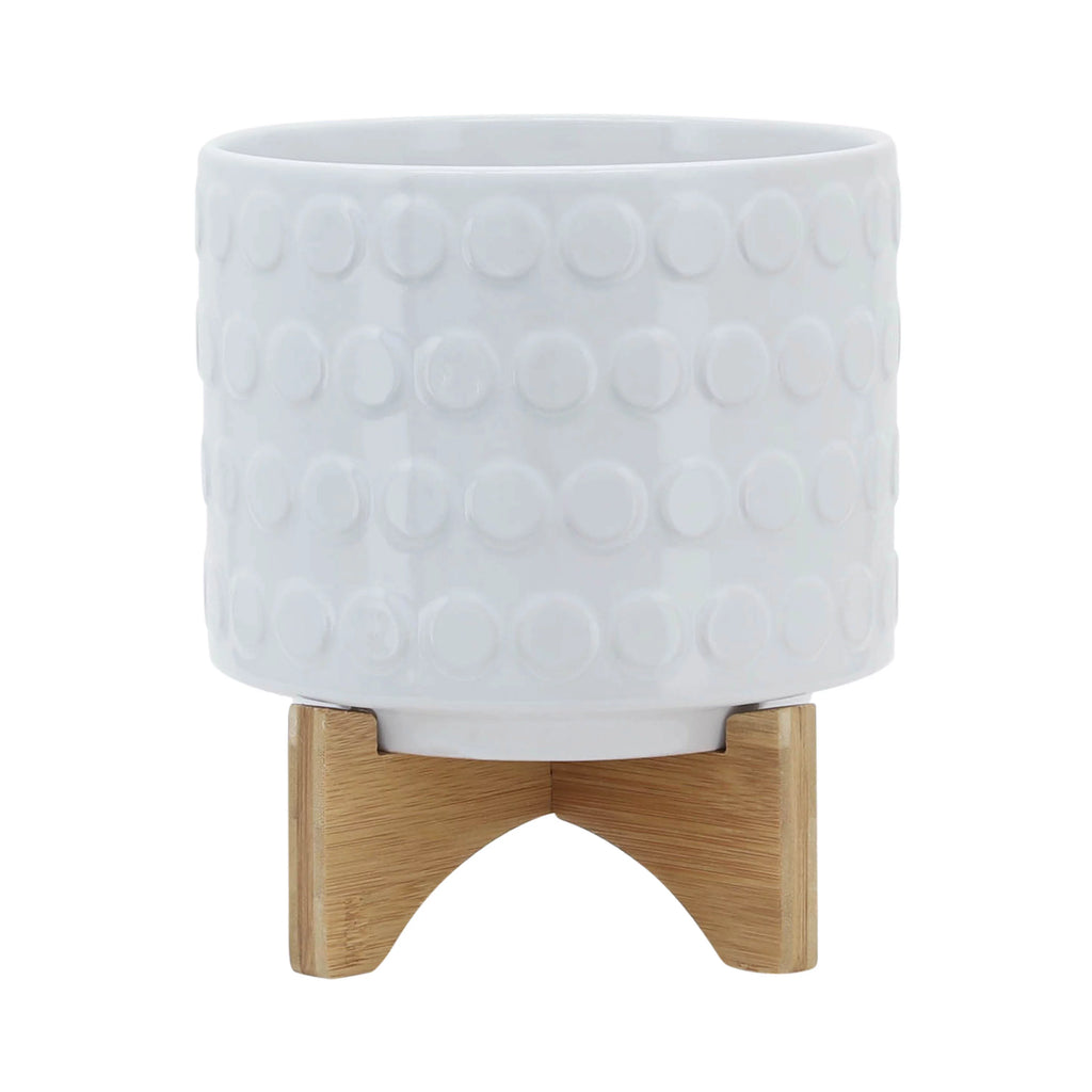 White Ceramic Round Planter B417567