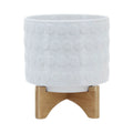 White Ceramic Round Planter B417567
