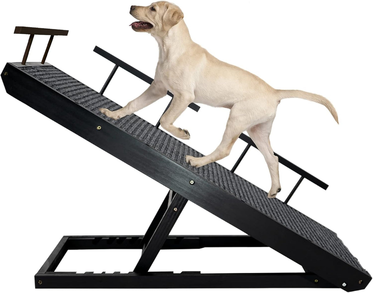 Adjustable Pet Ramp with Non Slip Traction Mat and Safety Side Rails H24023