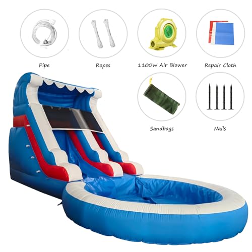 20FT Inflatable Water Slide with Climbing Ladder and Splash Pool E8977