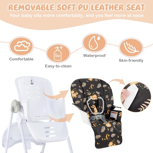Light Gray Foldable Baby High Chair with Wheels G12052