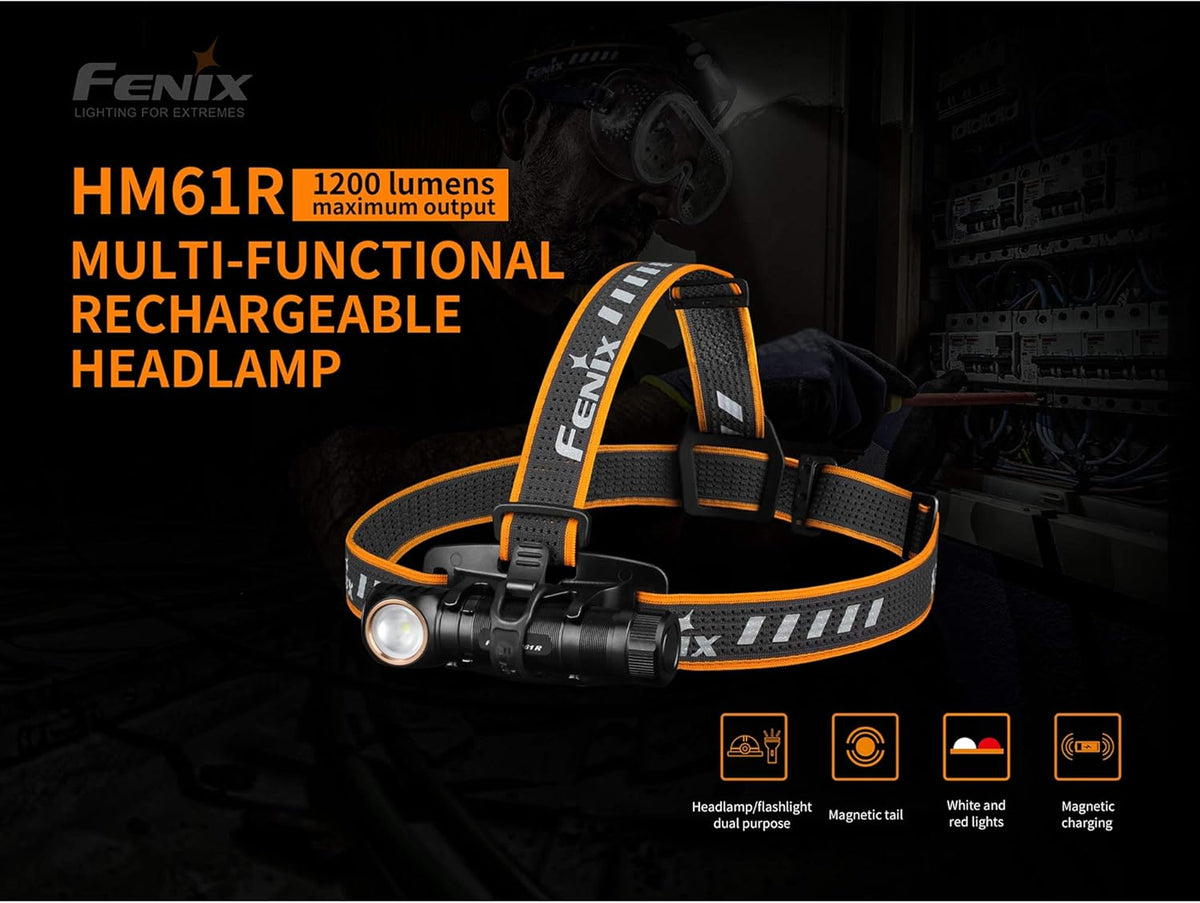 1200 Lumen L-Shape Rechargeable Headlamp with White & Red Lights F4643