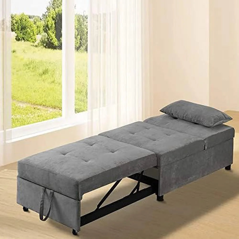 Convertible Chair Bed 4-in-1 Folding Ottoman Sofa Bed with Adjustable Backrest K67626