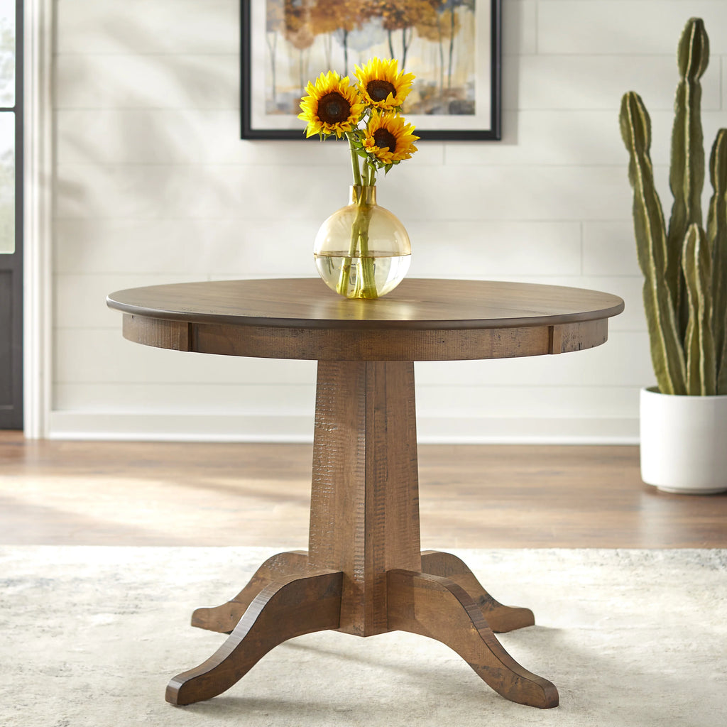 Brown Round MDF Pedestal Dining Table K201774