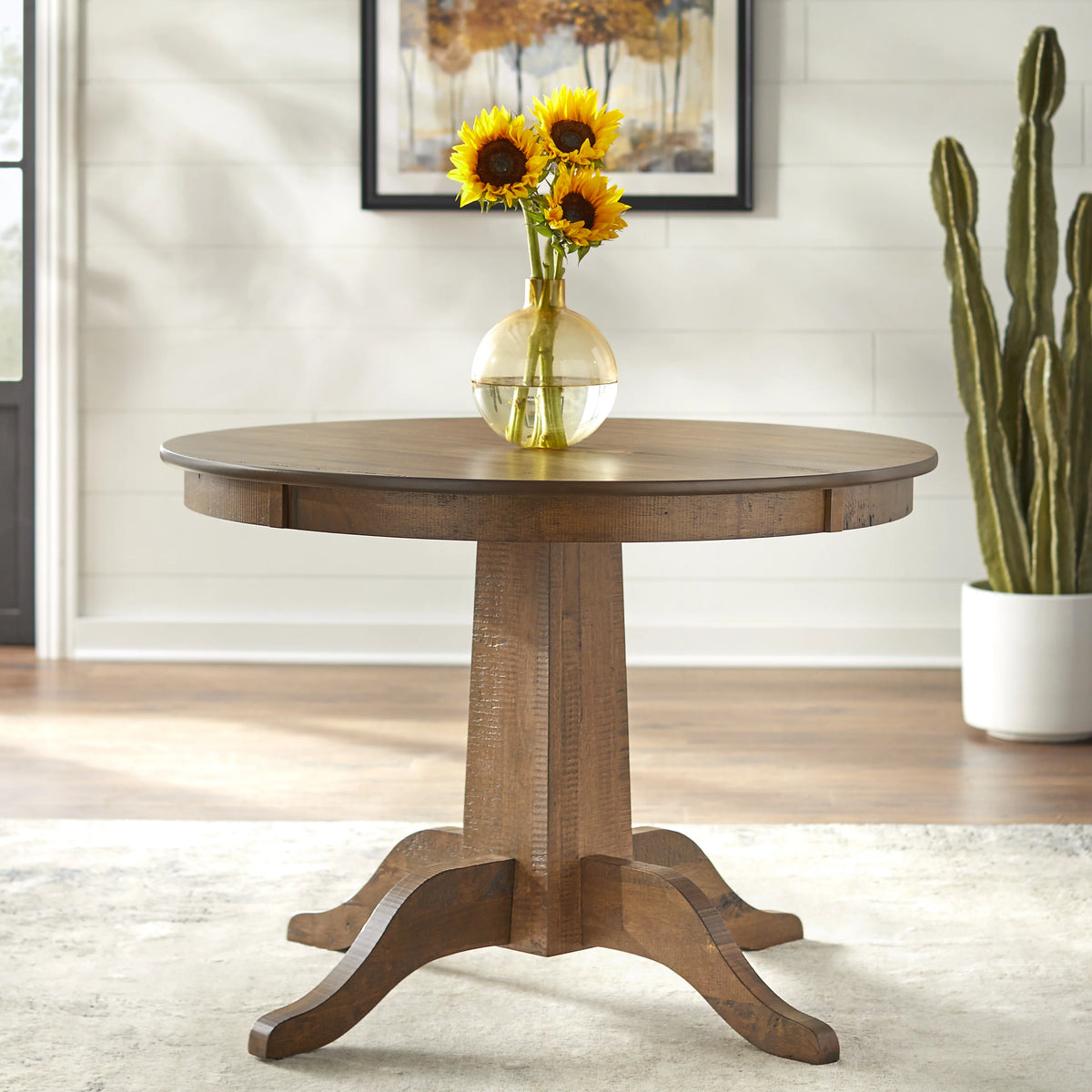 Brown Round MDF Pedestal Dining Table K201774