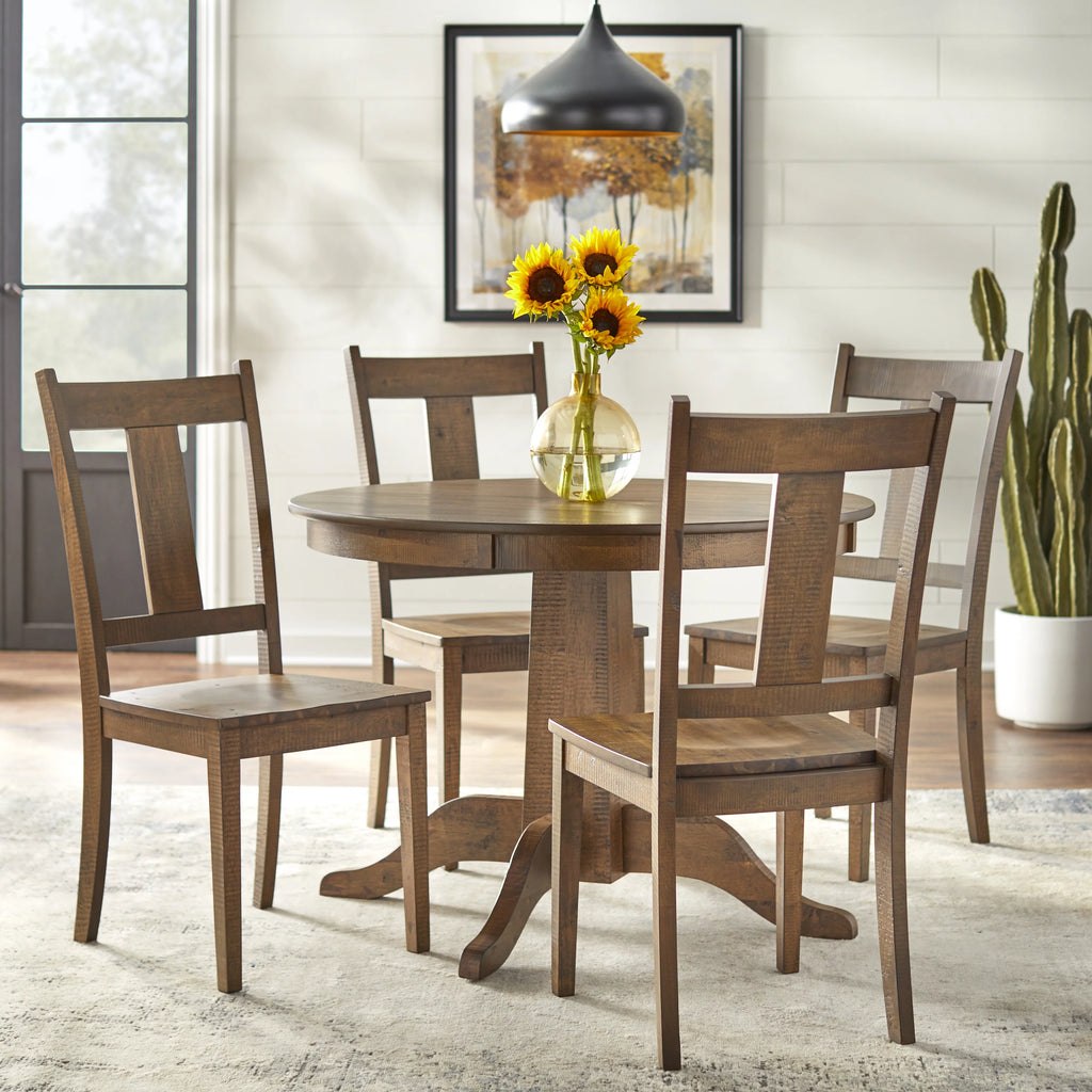 Brown Round MDF Pedestal Dining Table K201774