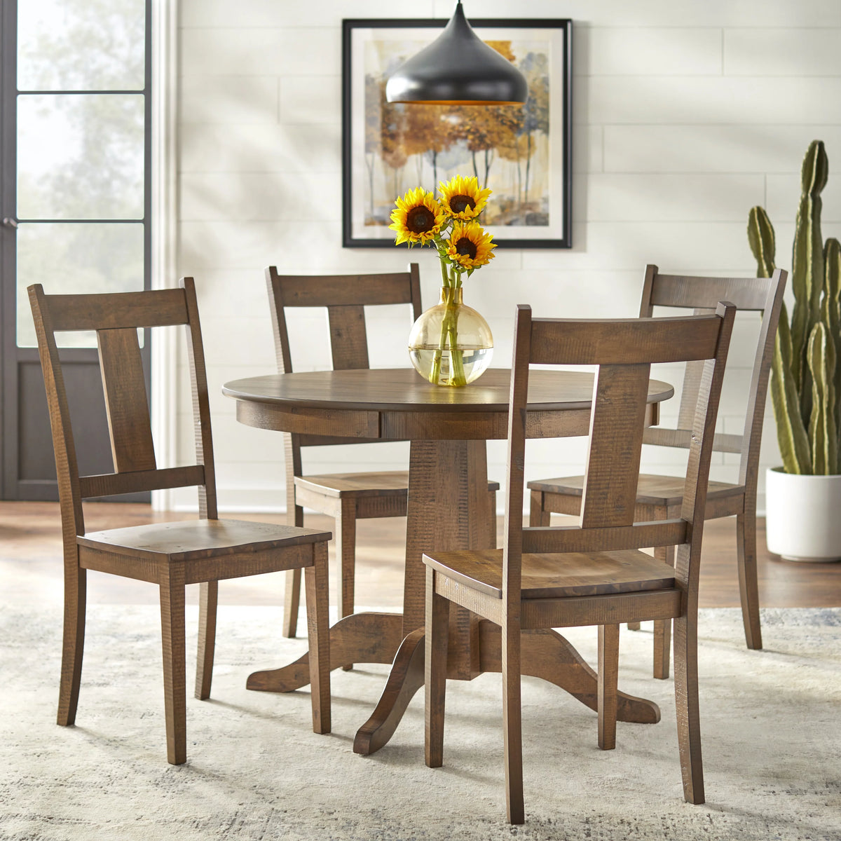 Brown Round MDF Pedestal Dining Table K201774