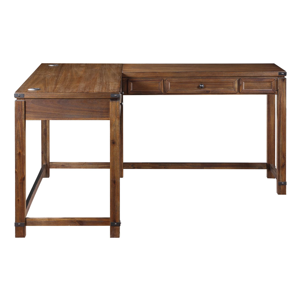 L-Shape Desk in Brushed Walnut Finish Y511