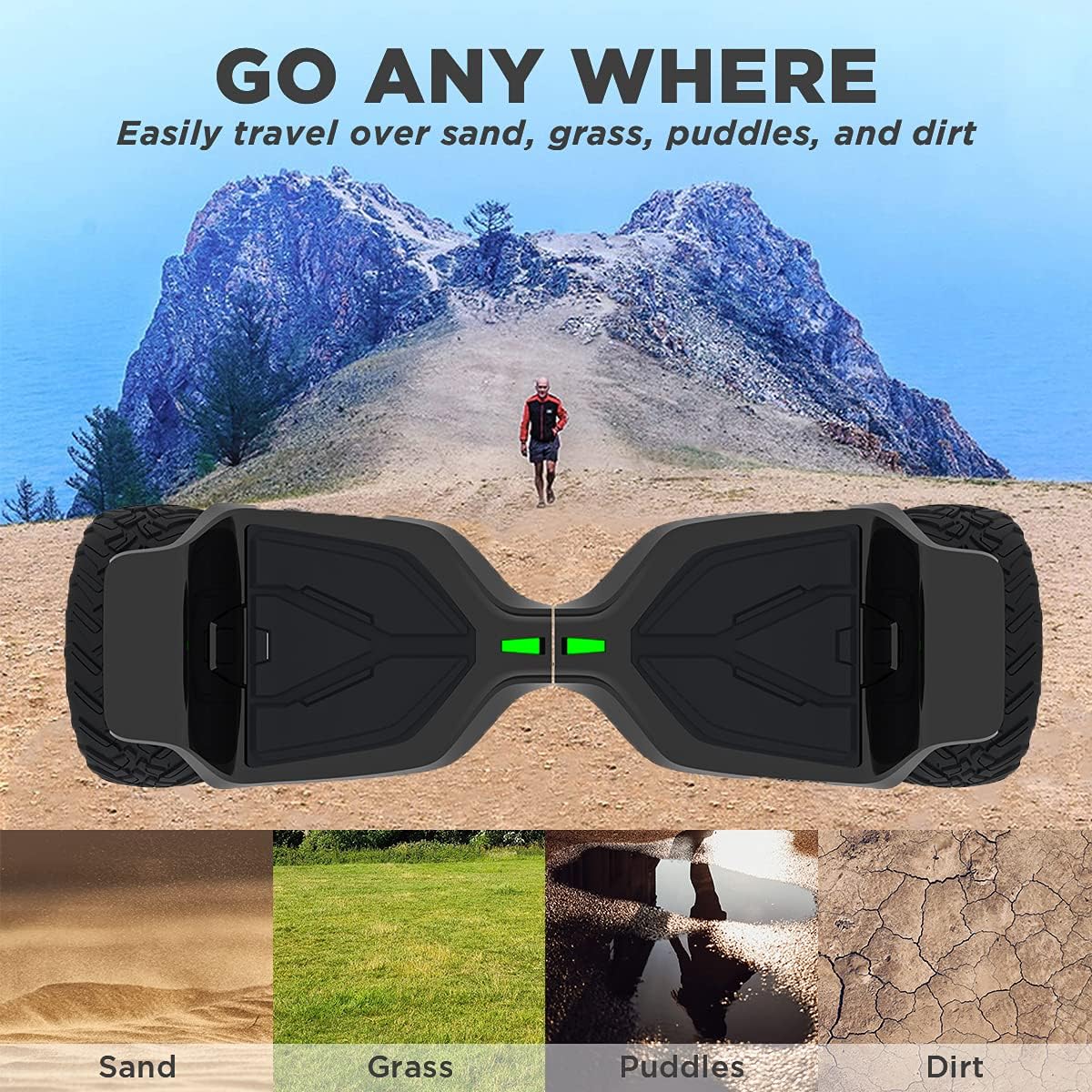 All Terrain 8.5In Self Balancing Hoverboard with Bluetooth Speakers and LED Lights V15530