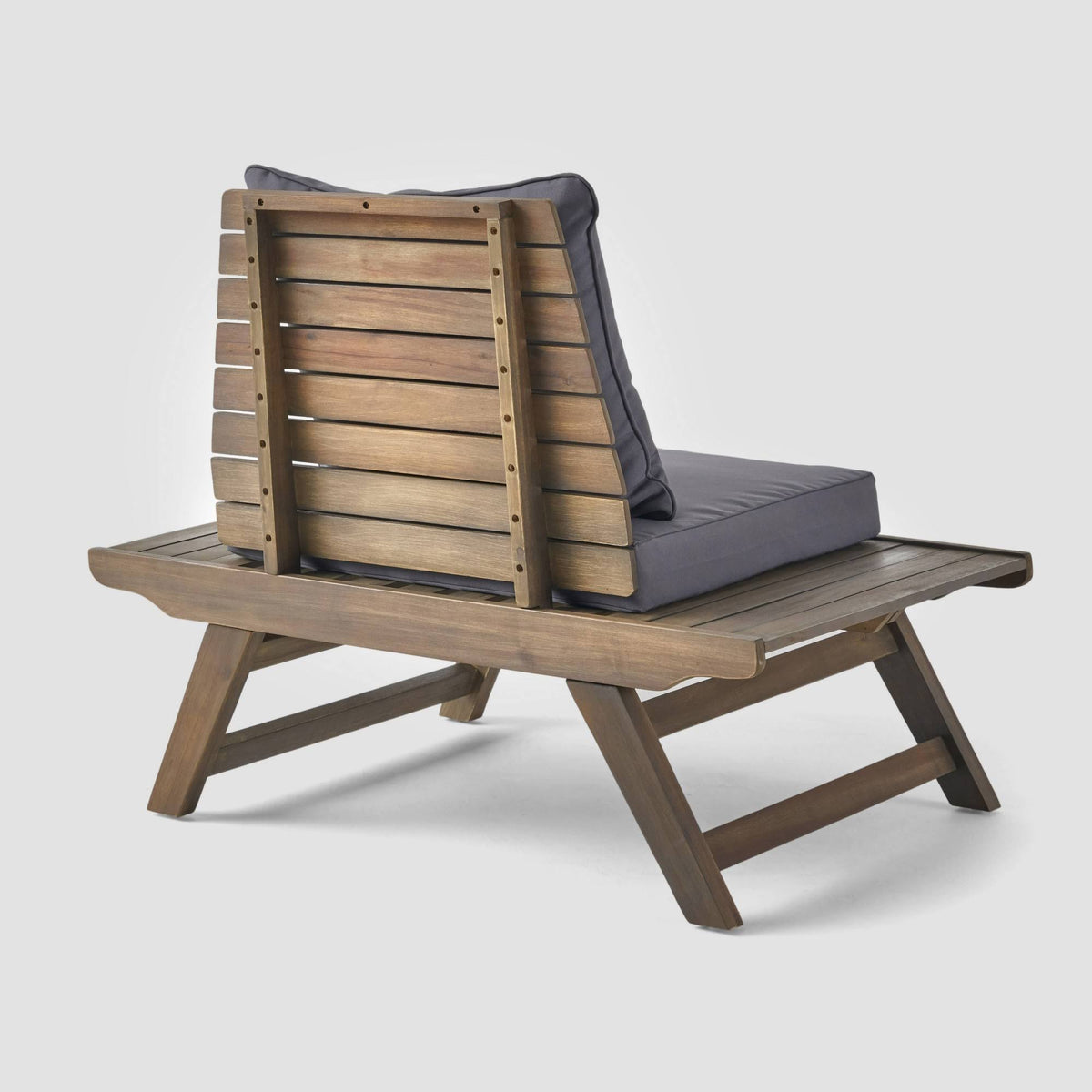 Outdoor Acacia Wood Chair Set of 2, Dark Gray A1152