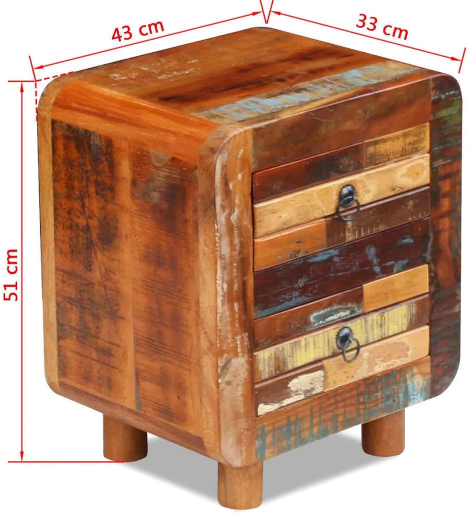 Solid Reclaimed Wood Bedside Cabinet 2 Drawer Nightstand M825102
