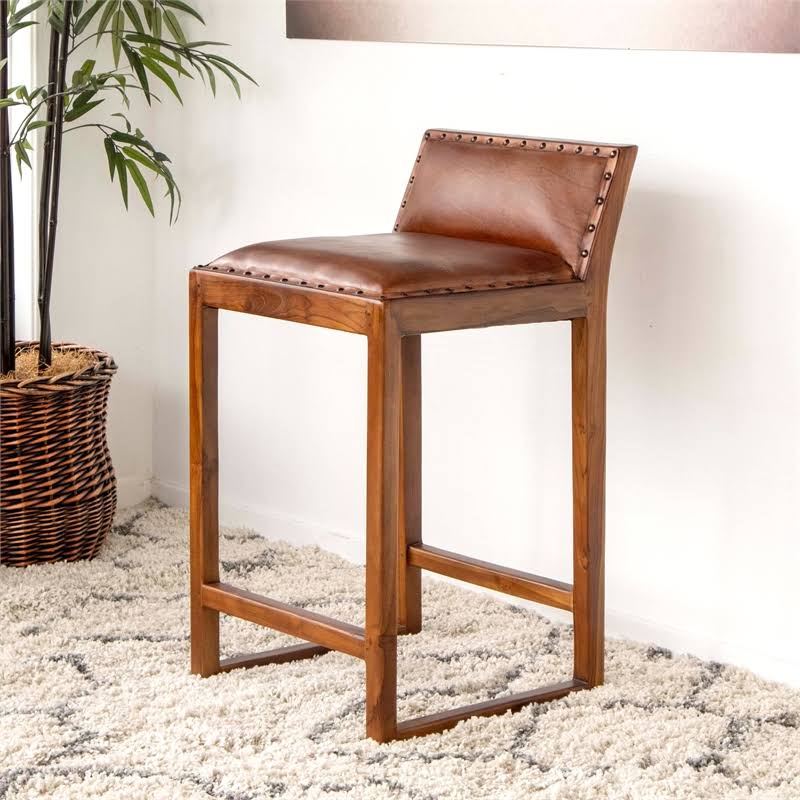 Cognac Tan Leather Counter Stool A2448