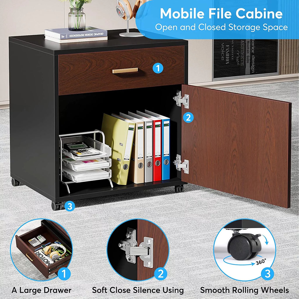 70.8” L-Shaped Executive Desk with File Cabinet C798