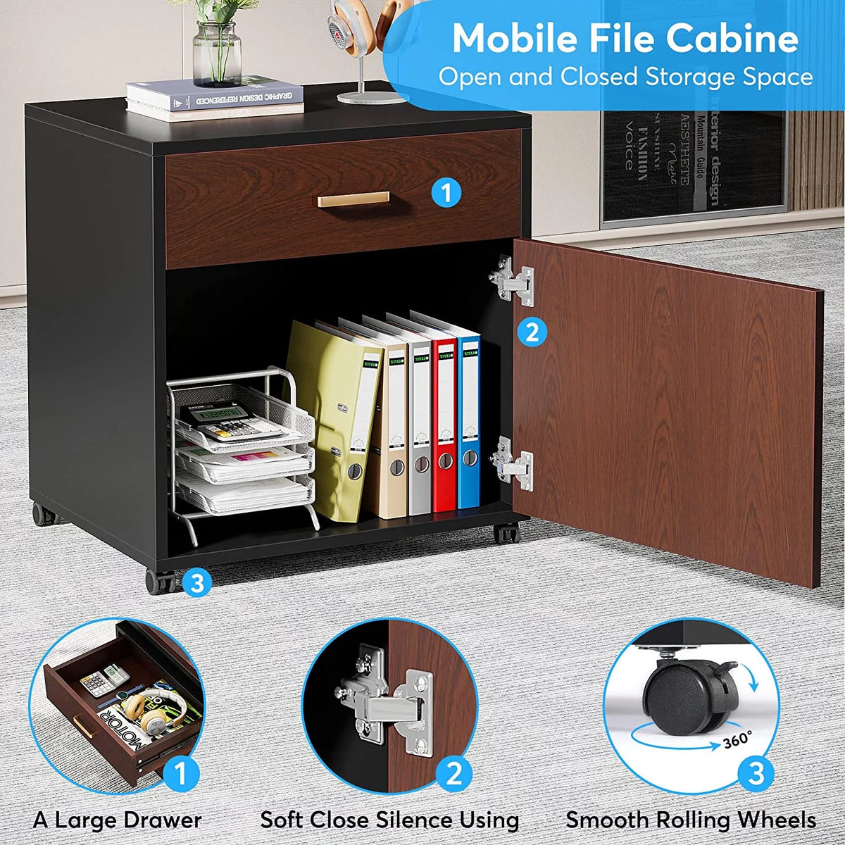 70.8” L-Shaped Executive Desk with File Cabinet C798