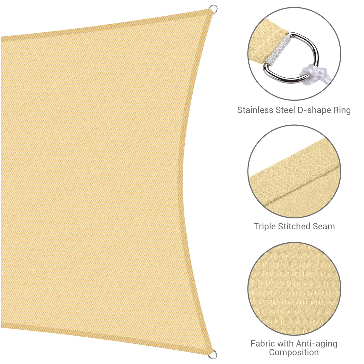 Beige Rectangle Sun Shade Sail B609