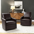 Brown Faux Leather Swivel Barrel Chair Set of 2 Y1551