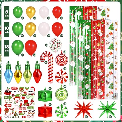150 PCS Christmas Foil Fringe Curtains Balloons Garland Arch Kit U48868