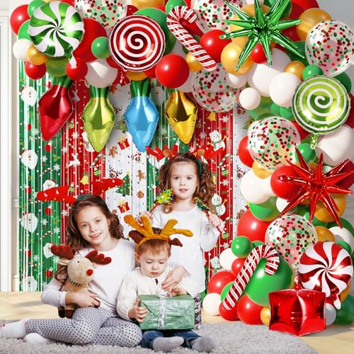 150 PCS Christmas Foil Fringe Curtains Balloons Garland Arch Kit U48868