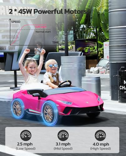 2 Seater Ride on Toy Car, 12V 10Ah, 4.0 mph, Max 130lbs, Rose Pink B2538
