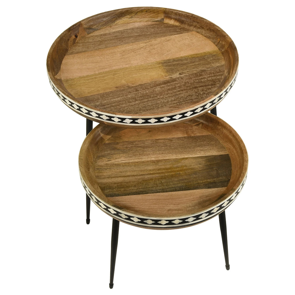 Wood Farmhouse Round Nesting Table W1816