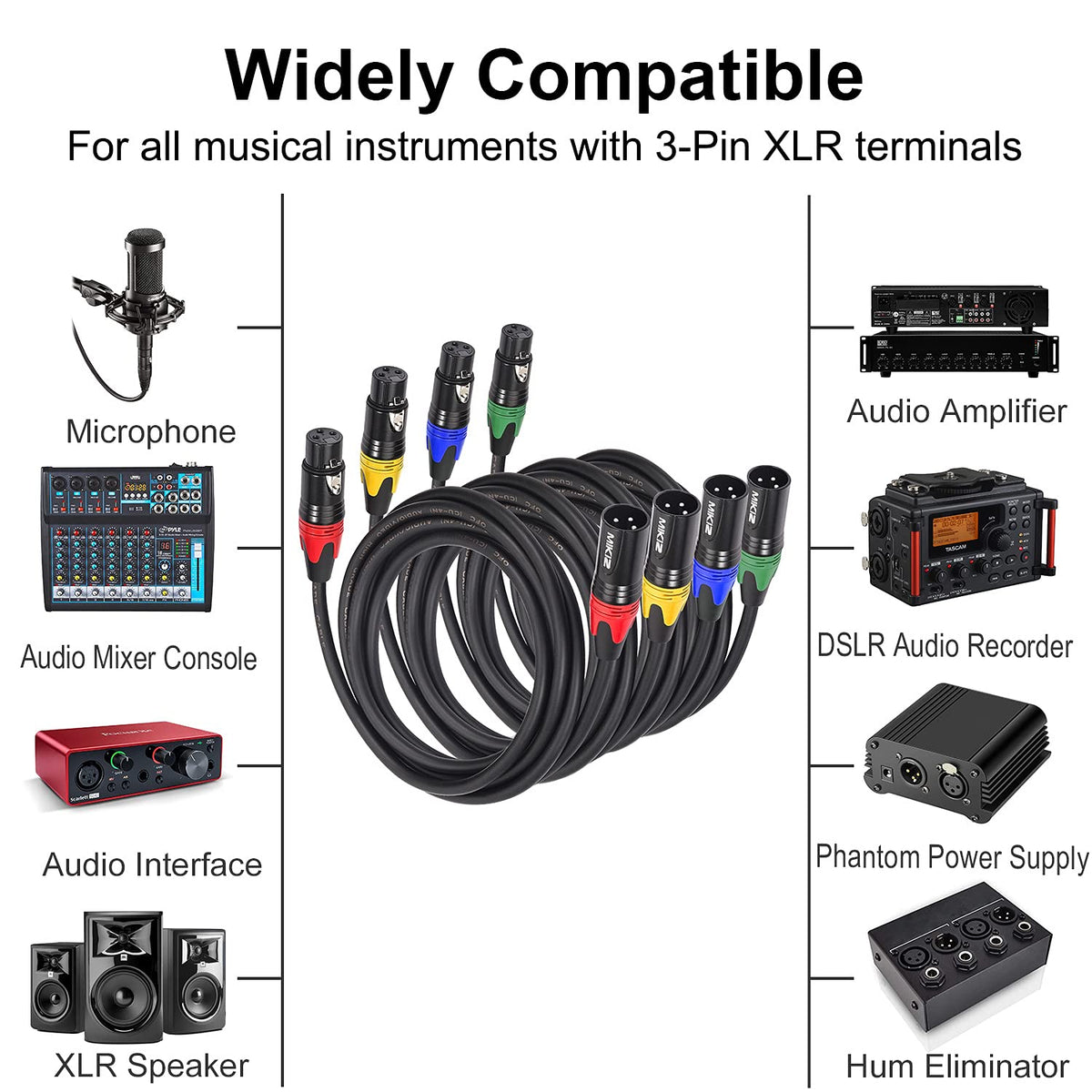 XLR Microphone Cables 25ft 4 Pack Z346032
