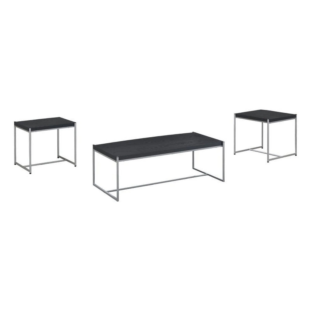 3 Piece Black Engineered Wood Coffee and End Table Set D394087