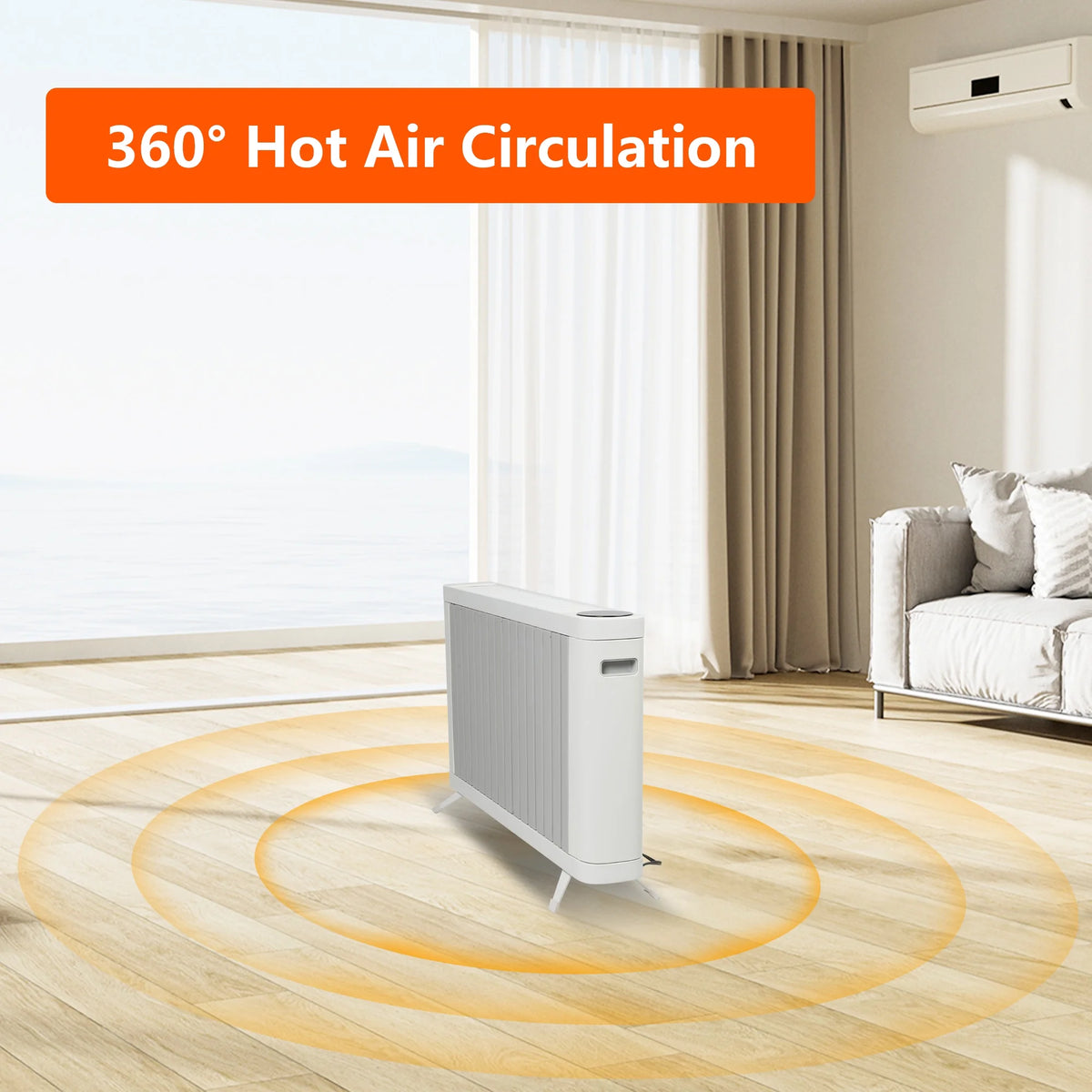 1500W Smart Radiator Space Heater with 3 Heating Modes, Adjustable Thermostat, 0-12h Timer Z21172