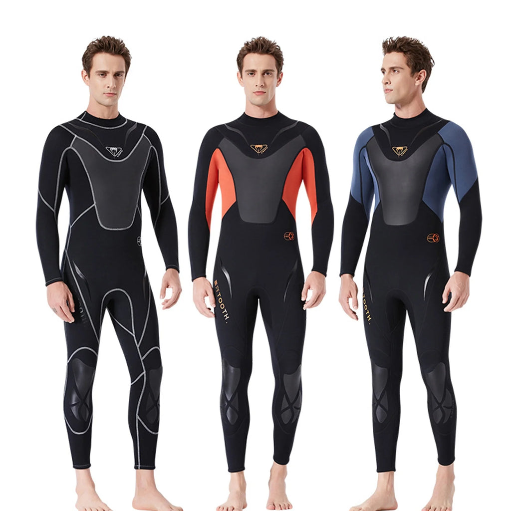Men 3mm Neoprene Full-body Wetsuit with Back Zipper D6011
