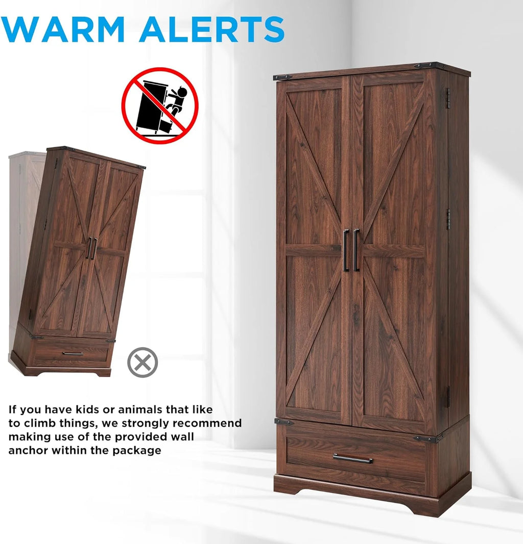 Brown 72" Tall Wood Kitchen Pantry Cabinet with 2 Doors I246288