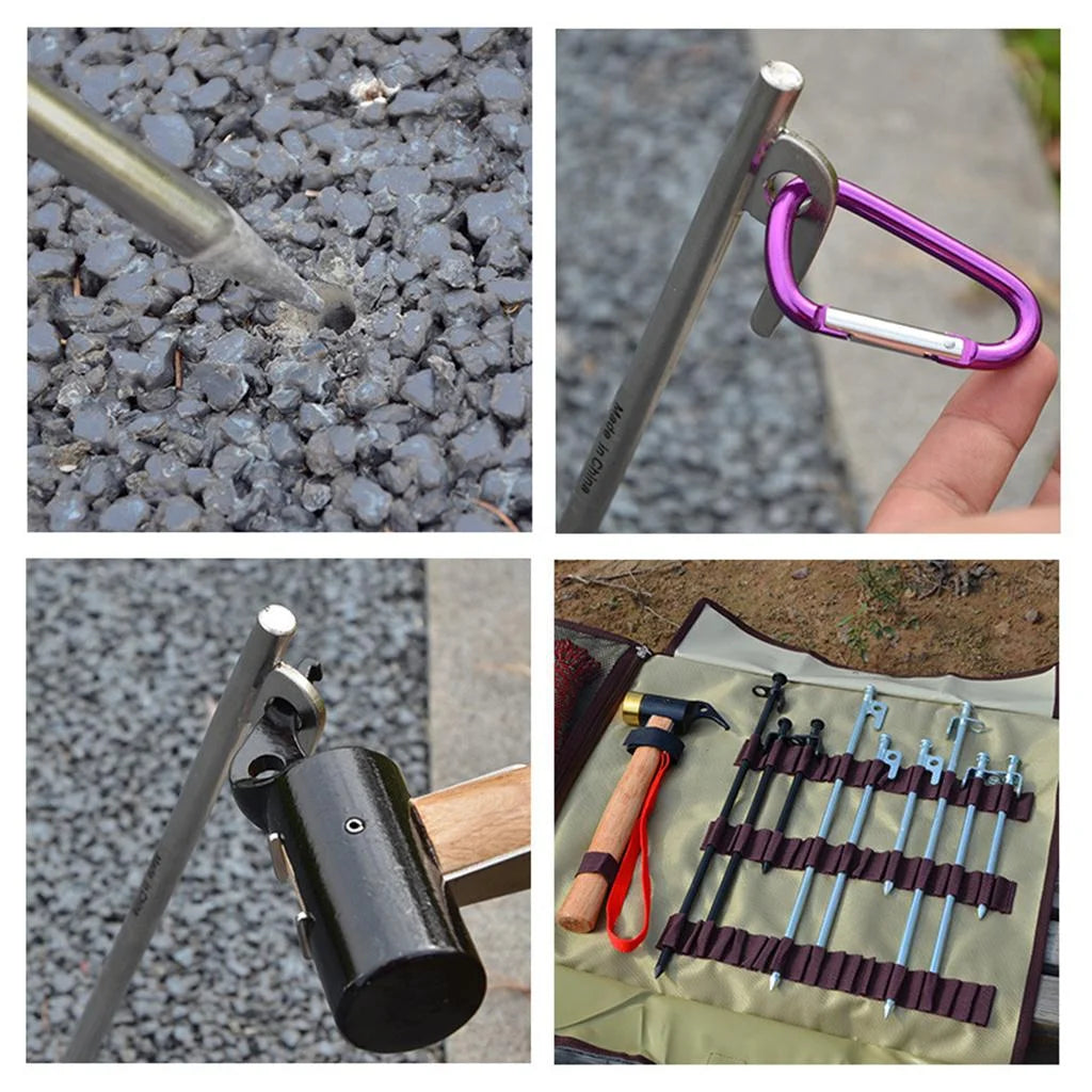 40cm Heavy-Duty Steel Solid Tent Stakes Pegs Ground Nail S257