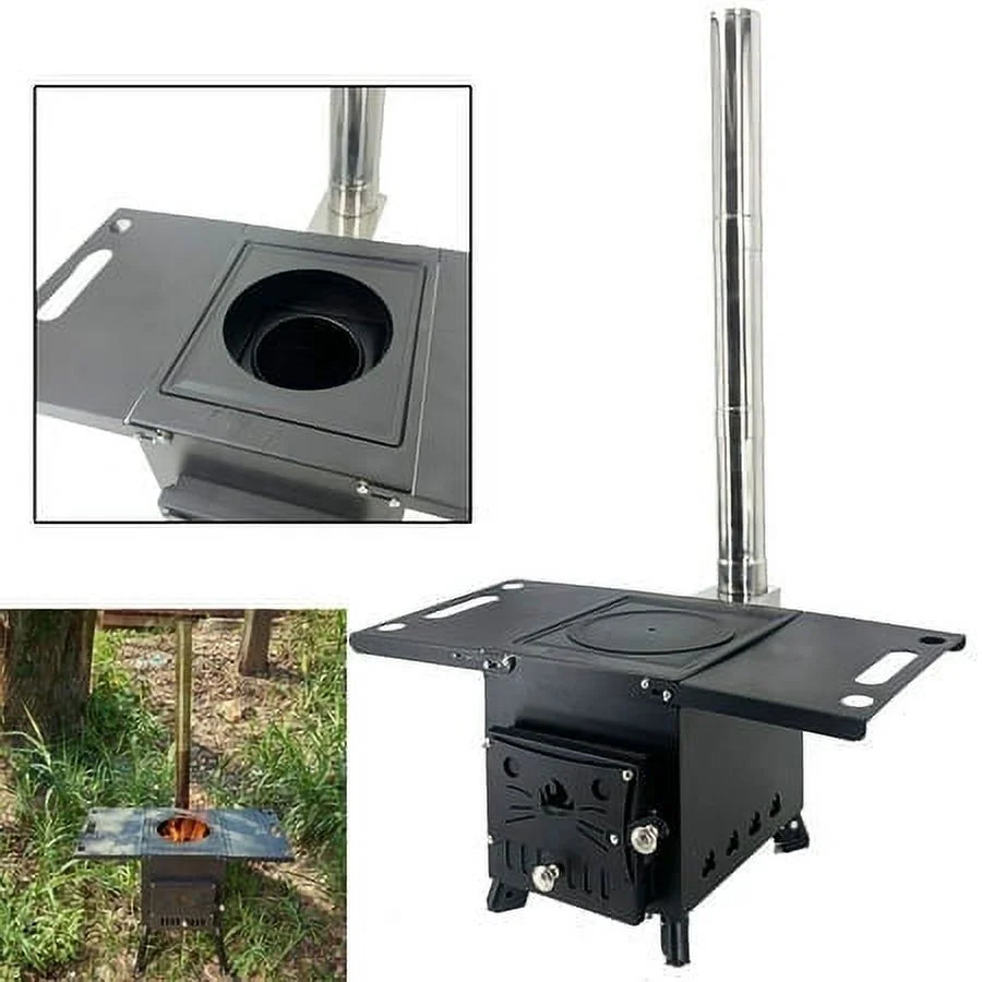Portable Wood Burning Camping Stove with Chimney Pipe S190