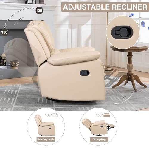 Beige Leather Swivel Recliner Chair F28353