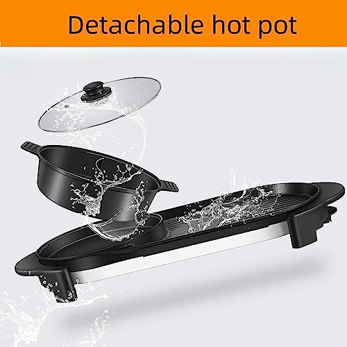 Electric Hot Pot with Grill, Removable Hotpot Pot, Smokeless Non-Stick, Adjustable Temperature B25585