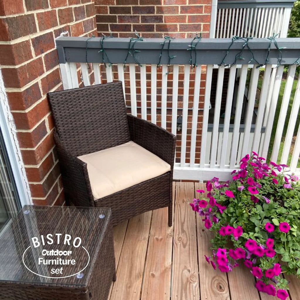 3 Piece Patio Rattan Furniture Set Beige C113
