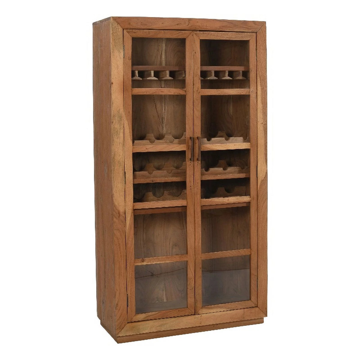 Tall Natural Finish Mango Solid Wood Wine Cabinet C121