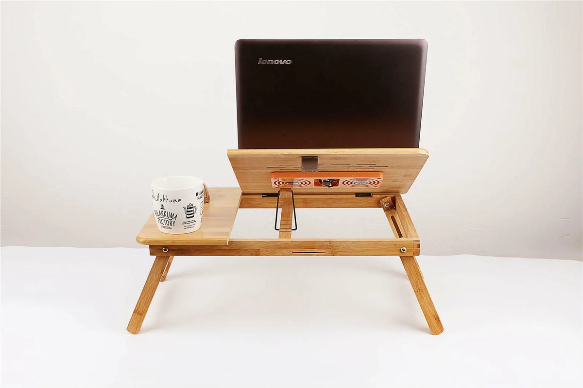 22" Bamboo Folding Laptop Stand with Drawer N137