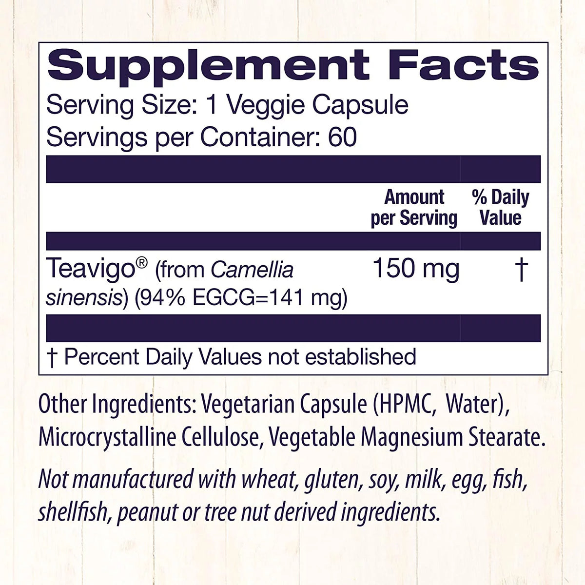 Green Tea Extract 150 mg 60 Veggie Caps N281