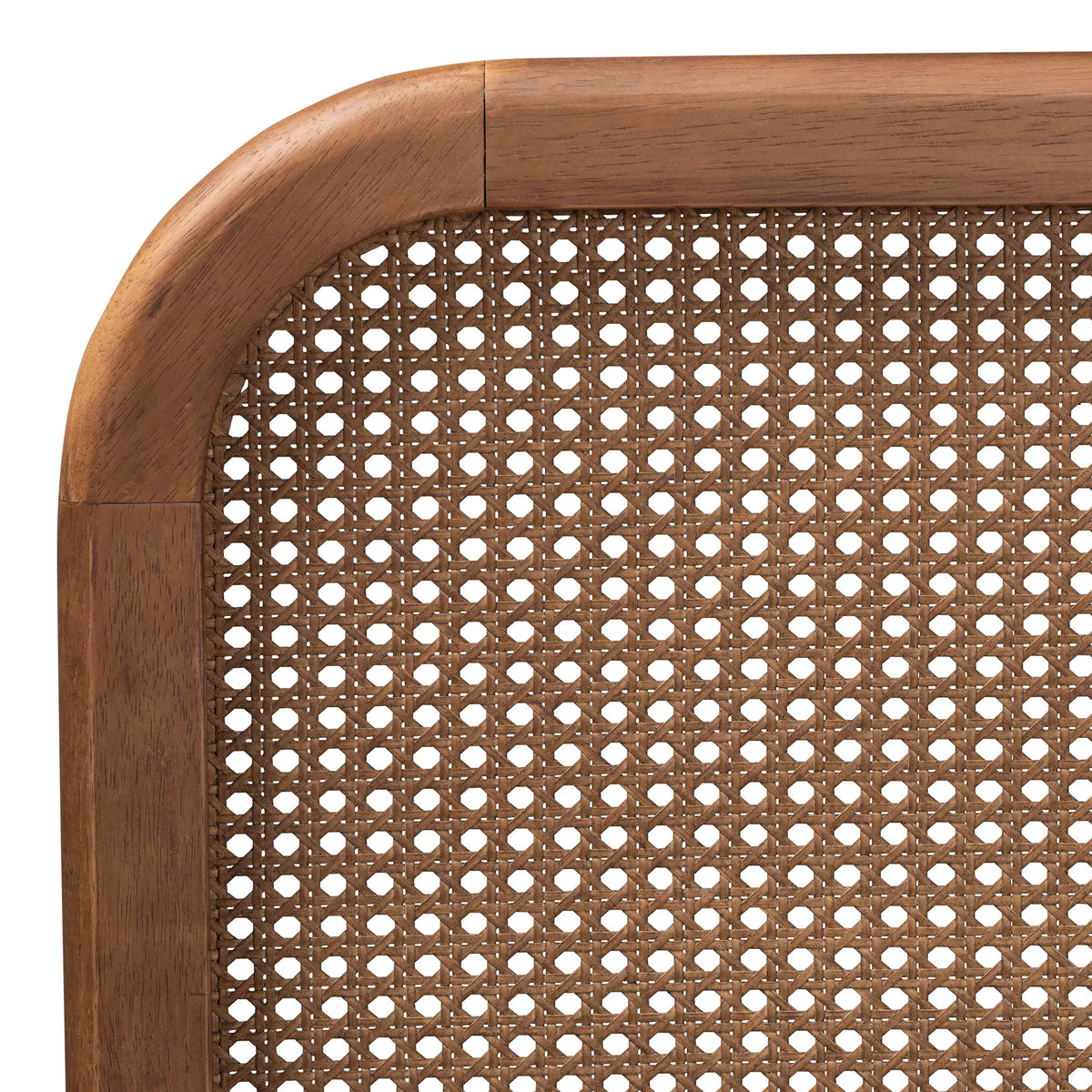Walnut Brown Wood and Synthetic Rattan Queen Size Platform Bed D877