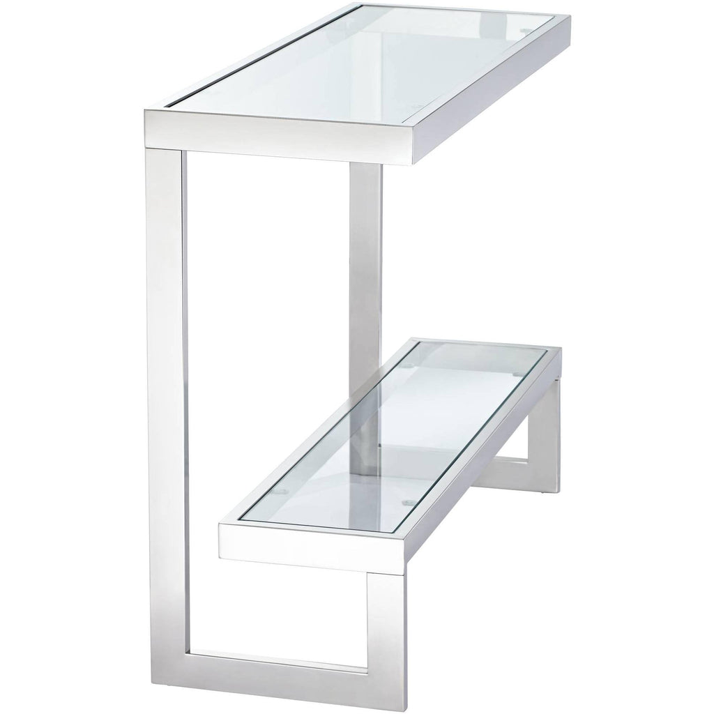 Chrome Glass Shelf Console Table K2049