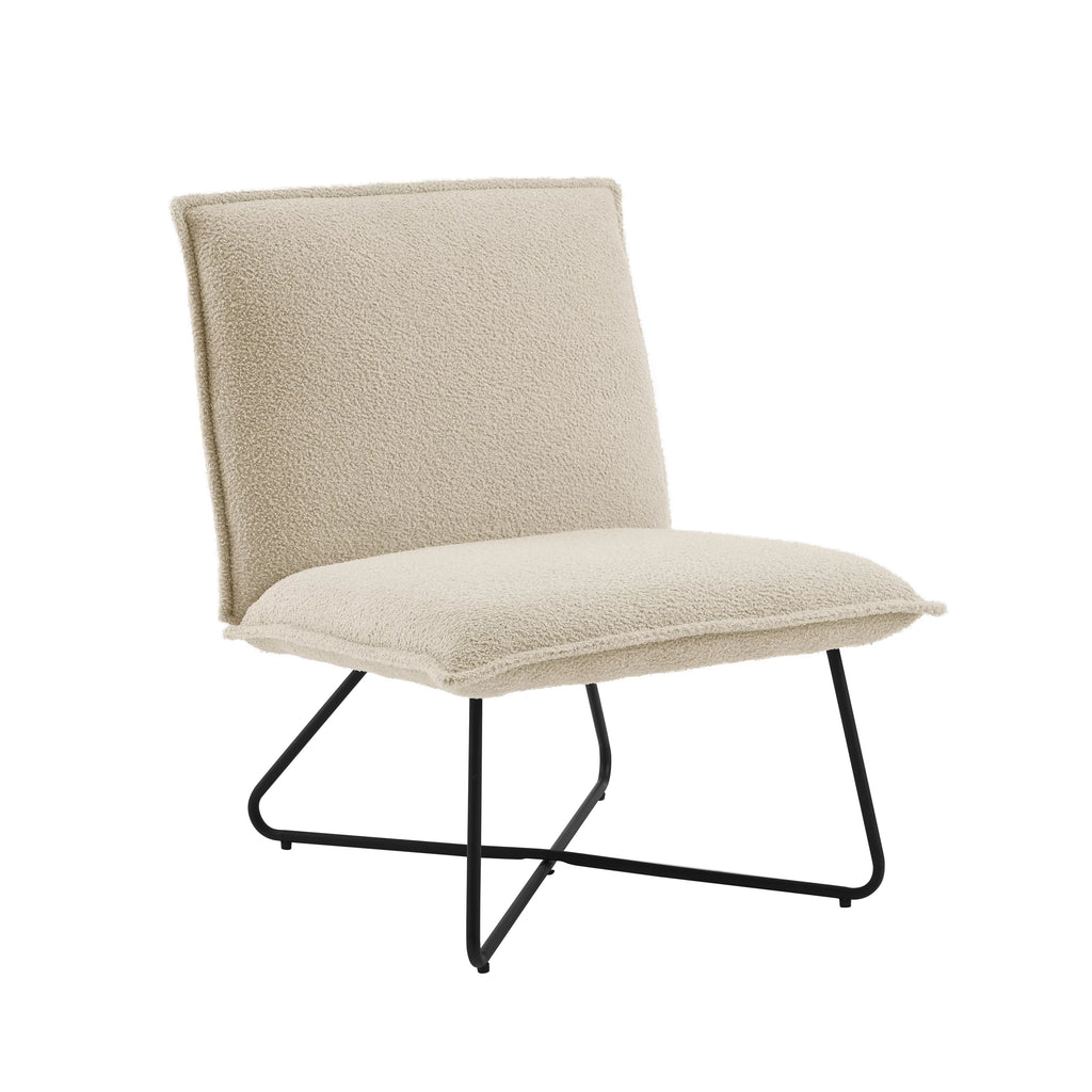 Beige Sherpa Accent Chair with Black Metal Legs K9135