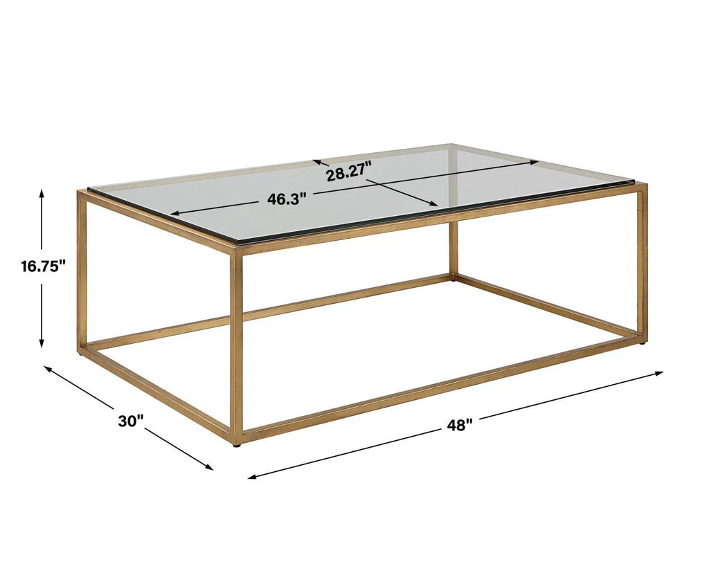 48" Iron and Tempered Glass Coffee Table P3582