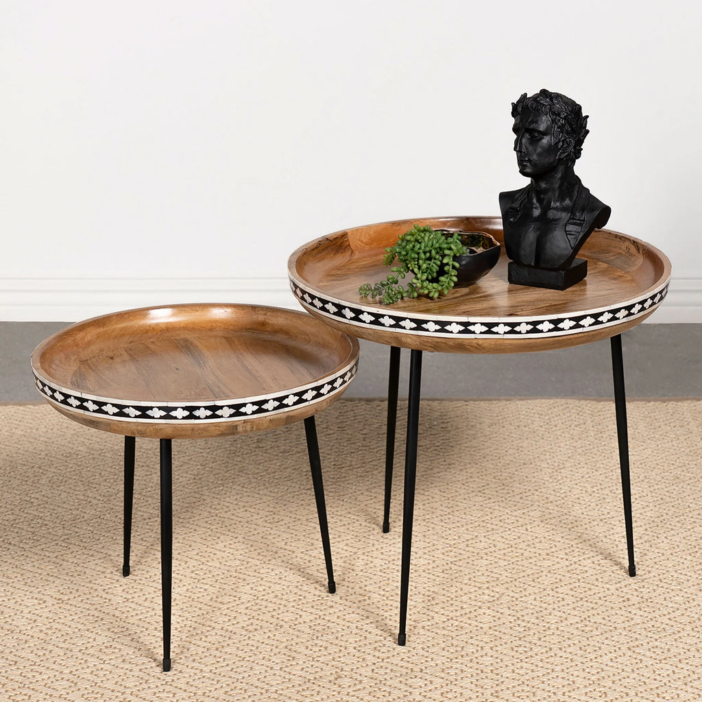 Wood Farmhouse Round Nesting Table W1816