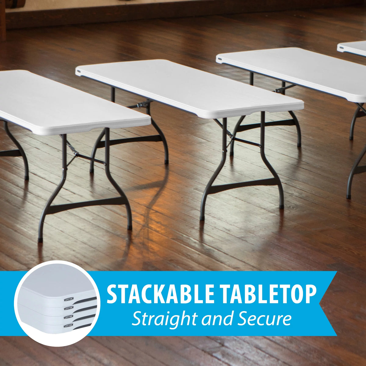 White Granite Set of 4 Rectangle Folding Table O79352