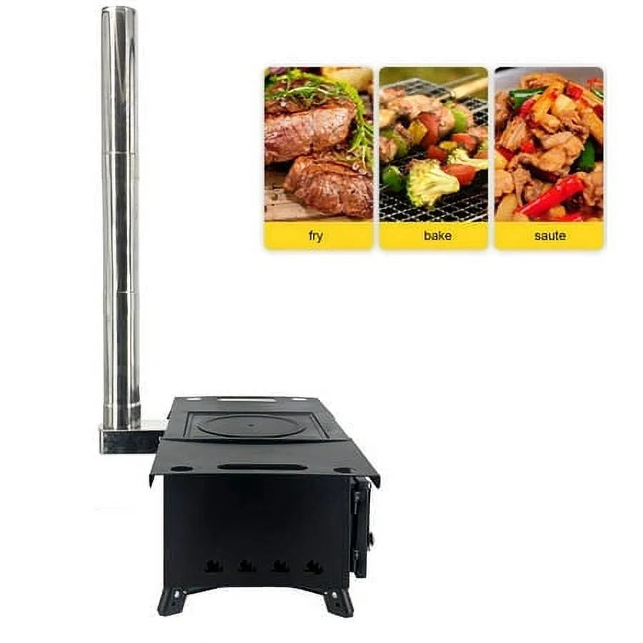 Portable Wood Burning Camping Stove with Chimney Pipe S190